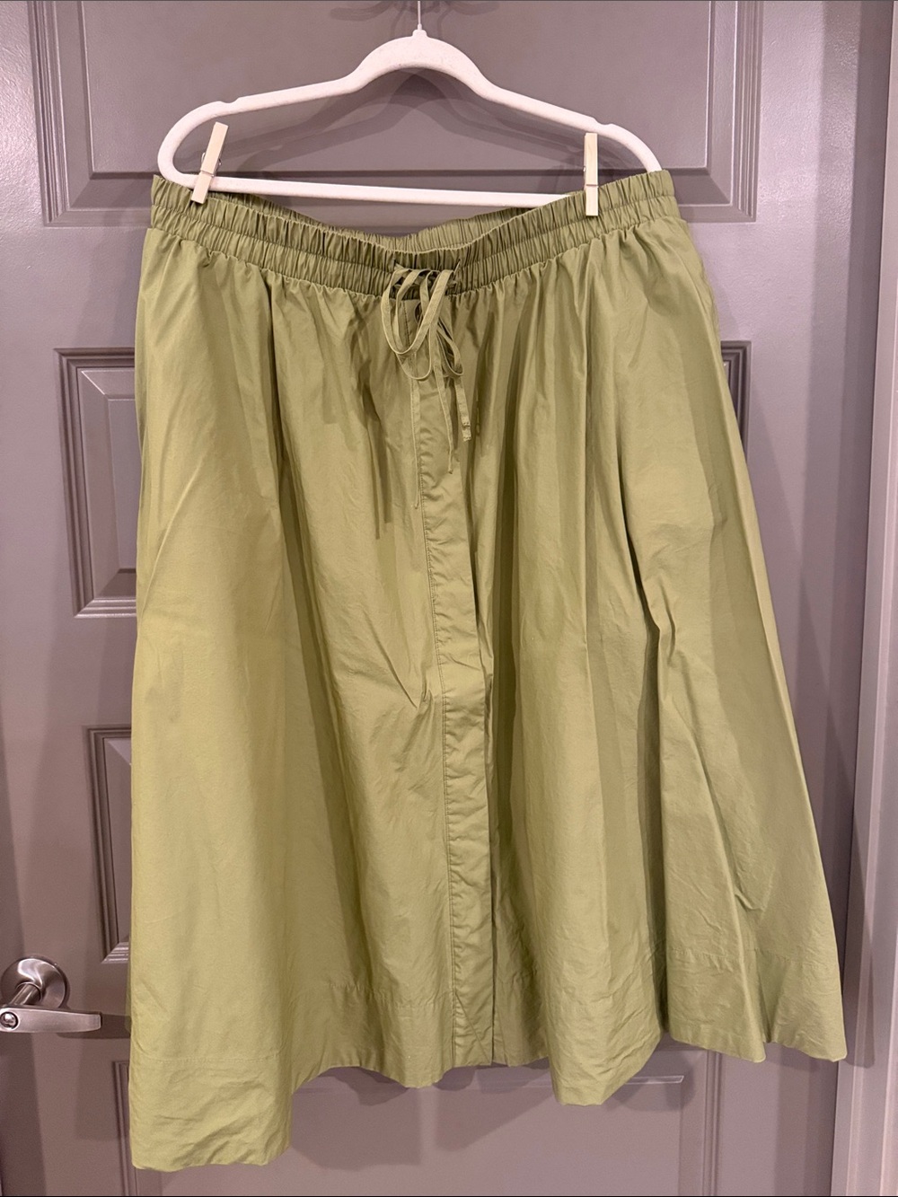A-Line Drawstring Skirt in Light Olive